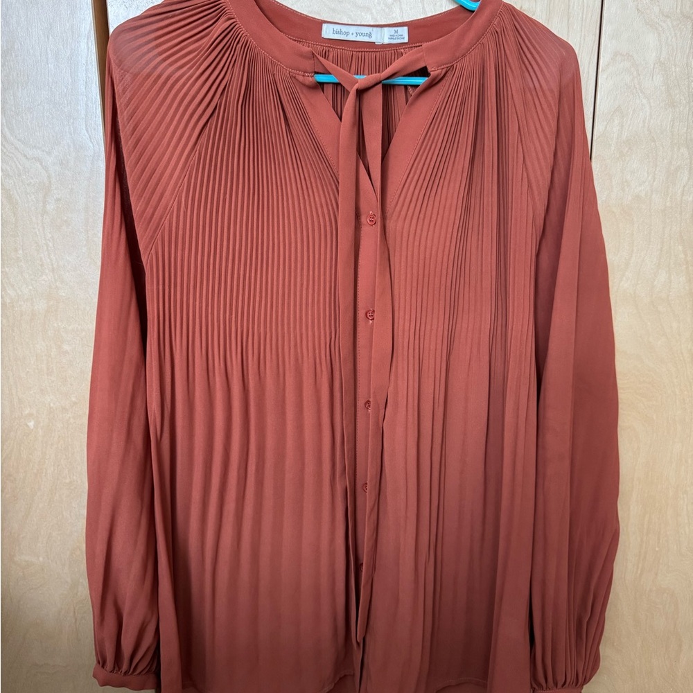 bishop + young Terracotta Pleated Blouse